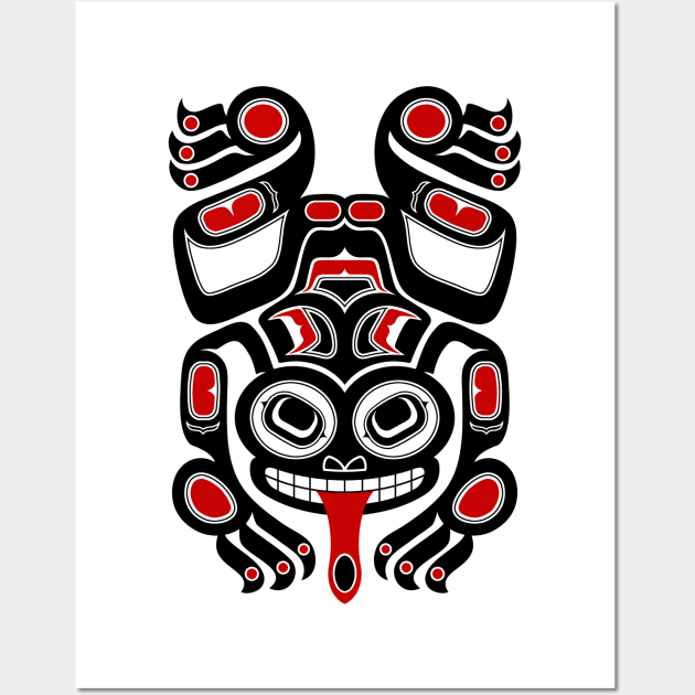 Red and Black Haida Spirit Tree Frog Wall Art by jeffbartels